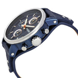 Fossil Boyfriend Sport Chronograph Blue Dial Blue Leather Strap Watch for Women - ES4113