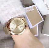 Michael Kors Slim Runway Champagne Dial Gold Mesh Bracelet Watch for Women - MK3282