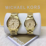 Michael Kors Slim Runway Gold Dial Gold Steel Strap Watch for Women - MK3335