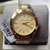 Michael Kors Slim Runway Gold Dial Gold Steel Strap Watch for Women - MK3335