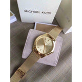 Michael Kors Slim Runway Champagne Dial Gold Mesh Bracelet Watch for Women - MK3282