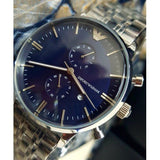 Emporio Armani Gianni Chronograph Blue Dial Silver Steel Strap Watch For Men - AR80013