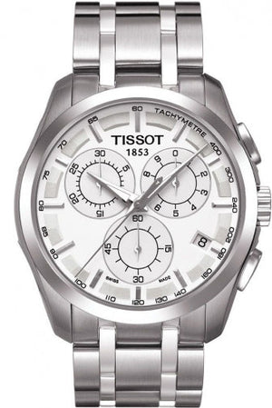 Tissot Couturier Chronograph White Dial Silver Steel Strap Watch For Men - T035.617.11.031.00