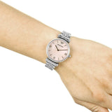 Emporio Armani Gianni T Bar Pink Mother of Pearl Dial Silver Steel Strap Watch For Women - AR1779