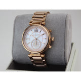 Michael Kors Sawyer Mother of Pearl White Dial Rose Gold Steel Strap Watch for Women - MK6282