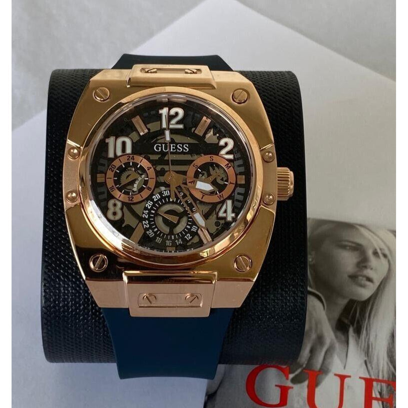 Guess Prodigy Multifunction Navy Blue Dial Blue Silicone Strap Watch For Men - GW0569G3