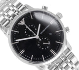 Emporio Armani Gianni Chronograph Black Dial Silver Steel Strap Watch For Men - AR80009