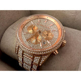 Michael Kors Ritz Three-Hand Glitz Rose Gold Dial Rose Gold Steel Strap Watch for Women - MK6748