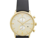 Emporio Armani Gianni Beige Dial Grey Leather Strap Watch For Men - AR0386