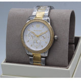 Michael Kors Tibby Multifunction White Dial Two Tone Steel Strap Watch For Women - MK6825