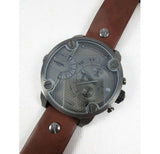 Diesel Little Daddy SBA Small Sized Grey Dial Brown Leather Strap Watch For Men - DZ7258