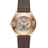 Emporio Armani Meccanico White Skeleton Dial Brown Leather Strap Watch For Men - AR60005