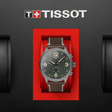 Tissot T Sport Chrono XL Green Dial Brown Leather Strap Watch For Men - T116.617.36.097.00