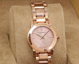 Burberry The City Nude Dial Rose Gold Steel Strap Watch for Women - BU9228