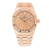 Audemars Piguet Royal Oak Quartz Diamonds Rose Gold Dial Rose Gold Steel Strap Watch for Women - 67651OR.ZZ.1261OR.03