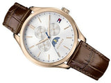 Tommy Hilfiger Oliver Chronograph White Dial Brown Leather Strap Watch for Men - 1791306