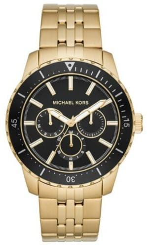 Michael Kors Cunningham Multifunction Black Dial Gold Steel Strap Watch For Men - MK7154