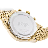 Hugo Boss Navigator Black Dial Gold Steel Strap Watch for Men - 1513531