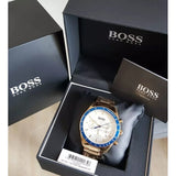 Hugo Boss Trophy White Dial Gold Steel Strap Watch for Men - 1513631