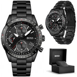 Hugo Boss Pilot Edition Chronograph Black Dial Black Steel Strap Watch for Men - 1513854