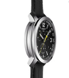 Tissot PRC 200 Chronograph Black Dial Black Leather Strap Watch For Men - T055.417.16.057.00