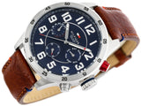 Tommy Hilfiger Trent Quartz Blue Dial Brown Leather Strap Watch for Men - 1791066