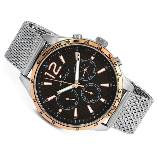 Tommy Hilfiger Gavin Chronograph Quartz Grey Dial Silver Mesh Bracelet Watch for Men - 1791466