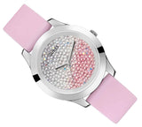 Guess Crush Crystals Silver Dial Pink Rubber Strap Watch for Women - W1223L1