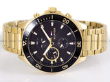 Tommy Hilfiger Larson Chronograph Black Dial Gold Steel Strap Watch For Men - 1791919