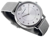 Emporio Armani Kappa Silver Dial Silver Mesh Bracelet Watch For Women - AR11128