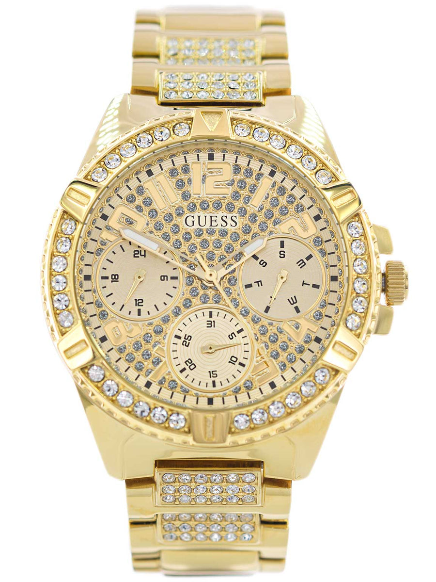 Guess Frontier Diamonds Gold Dial Gold Steel Strap Watch For Women - W1156L2