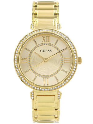Guess Montage Quartz Gold Dial Gold Steel Strap Watch For Women - GW0588L1