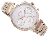 Hugo Boss Flawless Quartz White Dial Gold Steel Strap Watch for Women -1502531