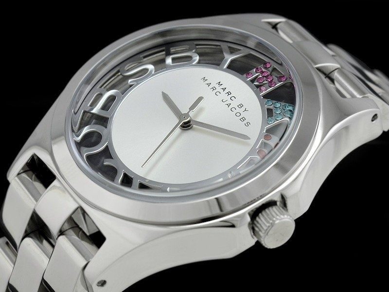 Marc Jacobs Henry Skeleton Silver Dial Silver Steel Strap Watch for Women - MBM3262