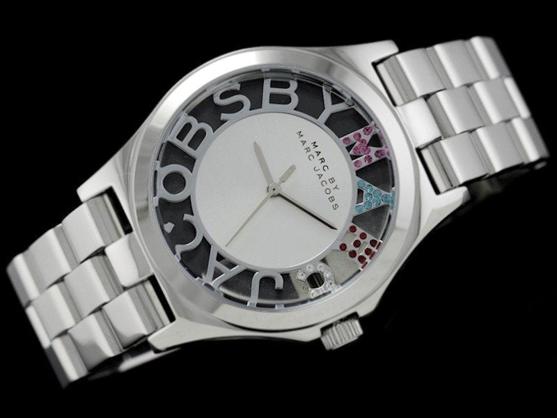 Marc Jacobs Henry Skeleton Silver Dial Silver Steel Strap Watch for Women - MBM3262