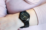 Michael Kors Slim Runway Black Dial Black Stainless Steel Strap Watch for Women - MK3221