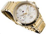 Tommy Hilfiger Eve Chronograph Quartz White Dial Gold Steel Strap Watch For Women - 1782278