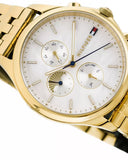 Tommy Hilfiger Whitney Chronograph Quartz Mother of Pearl White Dial Gold Steel Strap Watch For Women - 1782121