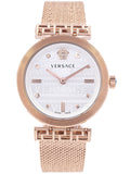 Versace Meander White Dial Rose Gold Mesh Bracelet Watch for Women - VELW00620