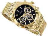 Guess Continental Chronograph Black Dial Gold Mesh Strap Watch For Men - GW0582G2