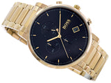 Hugo Boss Integrity Chronograph Grey Dial Gold Steel Strap Watch for Men - 1513781