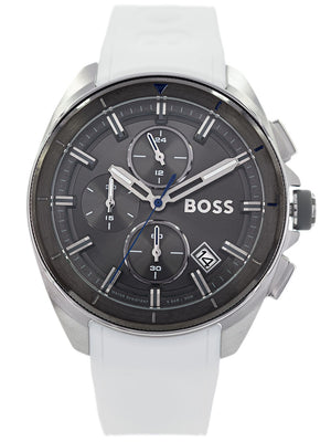 Hugo Boss Volane Grey Dial White SIlicone Strap Watch for Men - 1513948