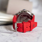 Tommy Hilfiger Luca Chronograph Grey Dial Red Silicone Strap Watch For Men - 1710490