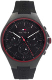 Tommy Hilfiger Justin Black Dial Black Rubber Strap Watch For Men - 1792056