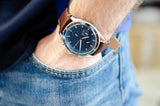 Tommy Hilfiger Parker Chronograph Blue Dial Brown Leather Strap Watch For Men - 1791837