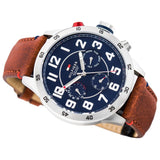 Tommy Hilfiger Trent Quartz Blue Dial Brown Leather Strap Watch for Men - 1791066