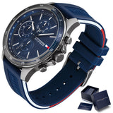 Tommy Hilfiger Bank Blue Dial Blue Rubber Strap Watch for Men - 1791721