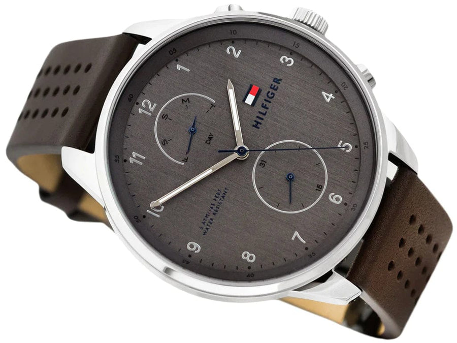 Tommy Hilfiger Chase Quartz Brown Dial Brown Leather Strap Watch for Men - 1791579