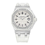 Audemars Piguet Royal Oak Offshore Quartz Diamonds White Dial White Rubber Strap Watch for Women - 67540SK.ZZ.A010CA.01