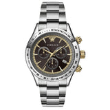 Versace Classic Chronograph Quartz Black Dial Silver Steel Strap Watch For Men - VEV700419